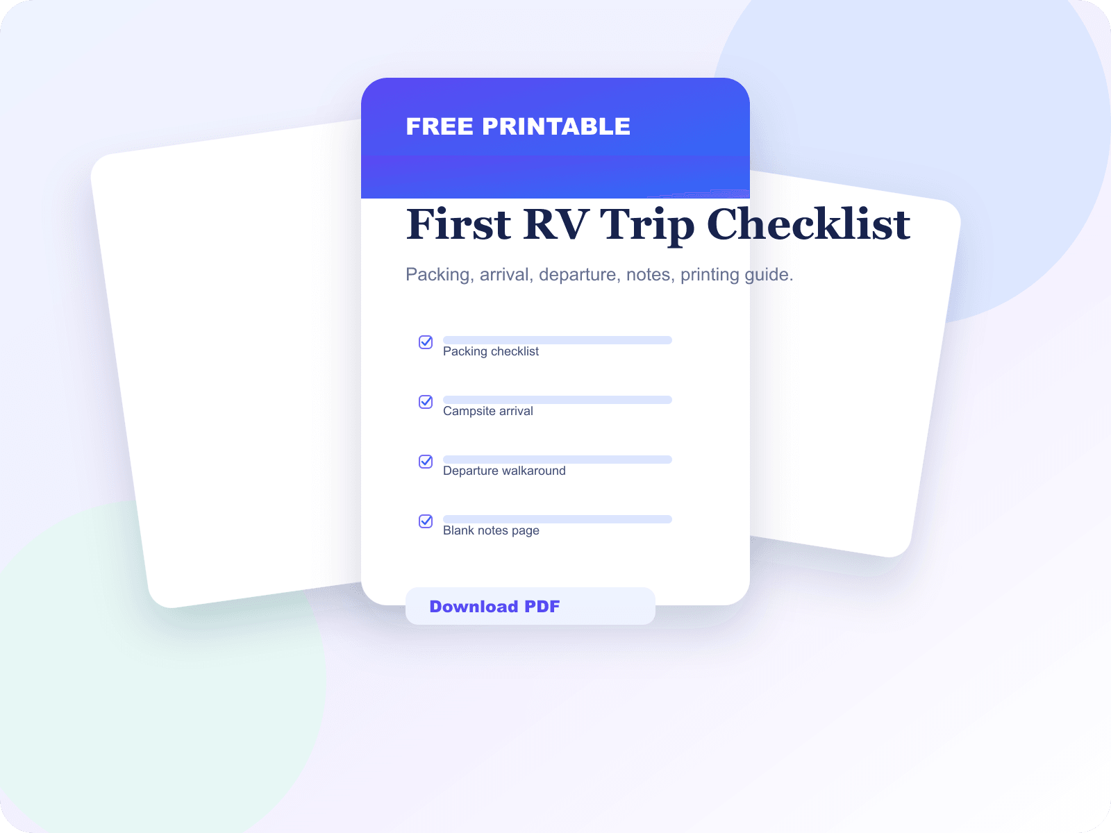 Preview of LUNSP printable RV checklist pages